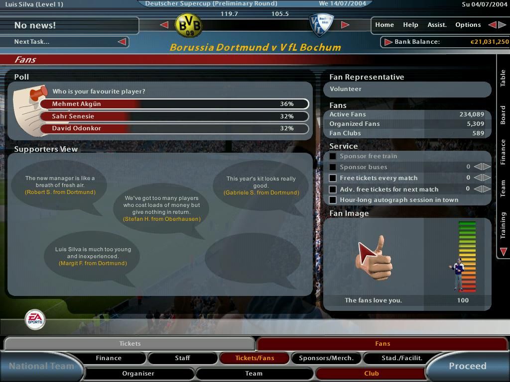 Total Club Manager 2005 screenshot 5 for Playstation 2
